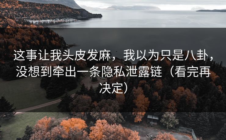 这事让我头皮发麻，我以为只是八卦，没想到牵出一条隐私泄露链（看完再决定）