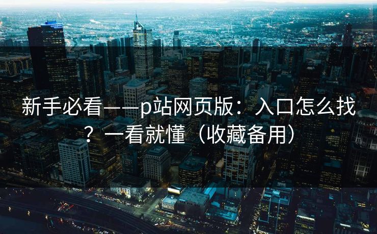 新手必看——p站网页版：入口怎么找？一看就懂（收藏备用）
